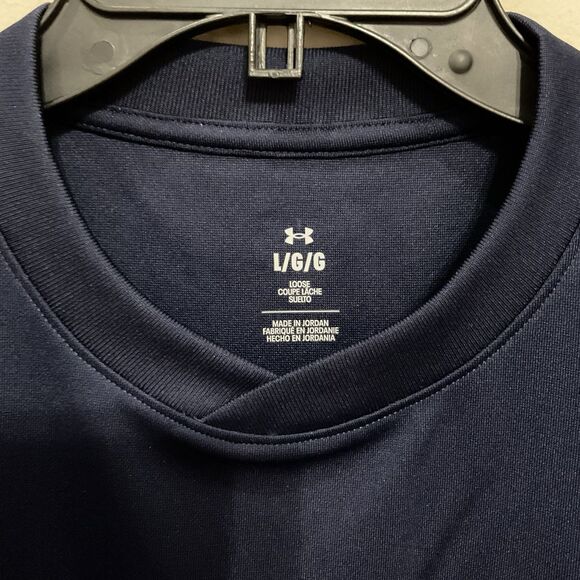 Notre Dame Navy Blue Pullover Short Sleeve Shirt NWT Sz Lg Under Armour - Picture 2 of 5